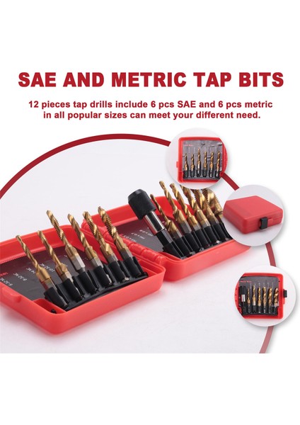 Titanyum Kombine Matkap Kılavuz Ucu Seti 13 Parça Sae ve Metrik Kılavuz Ucu Seti Vida Dişi Delme, Diş Açma, Çapak Alma (Yurt Dışından) indirimleri