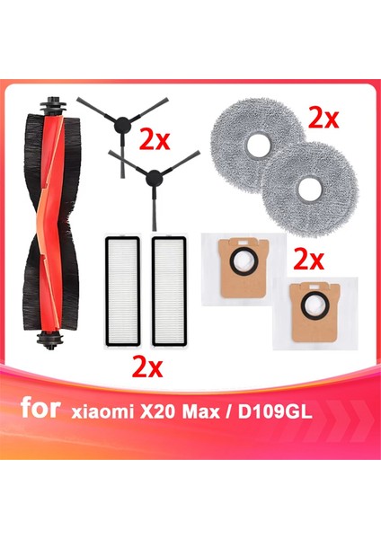 Xiaomi Robot Süpürge X20 Max / D109GL Süpürge Parçaları Ana Silindir Yan Fırça Hepa Filtre Paspas Bezi Toz Torbası (Yurt Dışından)