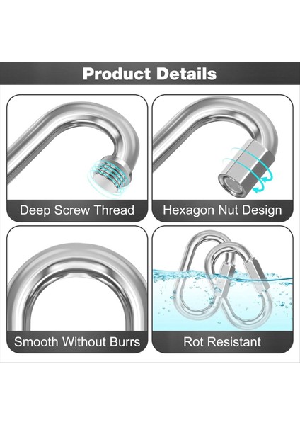 Hızlı Bağlantılar Zincir Bağlantı Elemanları, Galvanizli Zincir Kilitli Karabinalar Kancası (Yurt Dışından) modelleri
