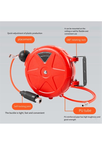 Geri Çekilebilir Hava Hortumu Makarası 10 M Duvara Monte Otomatik Geri Sarma Hava Hortumu Aleti Döner Braketli Hava Kompresörü Malzemeleri (Yurt Dışından) modelleri