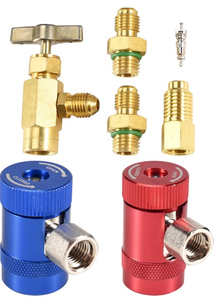 R1234YF Kendinden Sızdırmazlıklı Kutu Musluğu, R134A Tank Adaptörü ve R1234 Hızlı Bağlantı Elemanları Ile, Klima Refrigerants Mainfold Gösterge Seti Için (Yurt Dışından)
