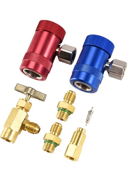 R1234YF Kendinden Sızdırmazlıklı Kutu Musluğu, R134A Tank Adaptörü ve R1234 Hızlı Bağlantı Elemanları Ile, Klima Refrigerants Mainfold Gösterge Seti Için (Yurt Dışından) fiyatları