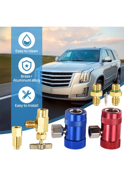 R1234YF Kendinden Sızdırmazlıklı Kutu Musluğu, R134A Tank Adaptörü ve R1234 Hızlı Bağlantı Elemanları Ile, Klima Refrigerants Mainfold Gösterge Seti Için (Yurt Dışından) indirimleri