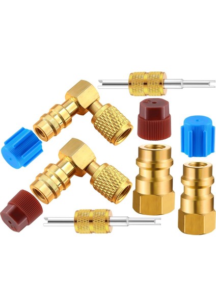R12'DEN R134A'YA Ac Bağlantı Parçası Dönüşüm Adaptör Kiti, Hızlı Bağlantı Vanası A/c 90° Bağlantı Noktası Yüksek/düşük Basınçlı Retrofit Adaptörü (Yurt Dışından)
