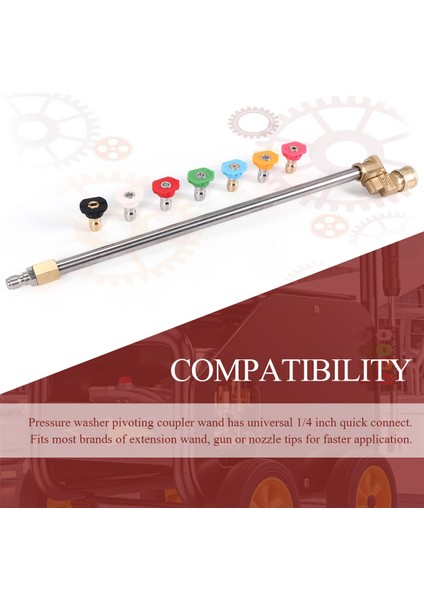Temizleyici Aparatı, Döner Bağlantı Parçalı Basınçlı Yıkayıcı Uzatma Çubuğu, 7 Nozul Ucu, 1/4 Inç Hızlı Bağlantı, 17 Inç (Yurt Dışından) indirimleri