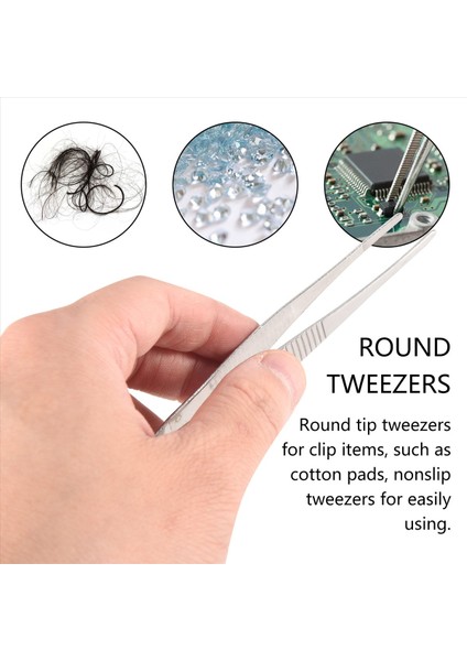 5,5" Uzunluğunda Gümüş Tonlu Paslanmaz Çelik Yuvarlak Uçlu Cımbız (Yurt Dışından) indirimleri