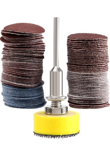 100 Adet 25 mm 1 Inç Zımpara Diski Zımpara Diski 100-3000 Grit Kağıt 1 Inç Aşındırıcı Cila Pedi Plaka + Dremel Döner Alet Için 1/8 Inç Sap (Yurt Dışından)