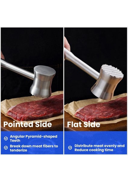 Et Dövücü Tokmak Paslanmaz Çelik, Çift Taraflı Et Dövücü Tavuk Dövücü, Biftek ve Sığır Eti Için Ağır Hizmet Tipi Et Dövücü (Yurt Dışından) modelleri