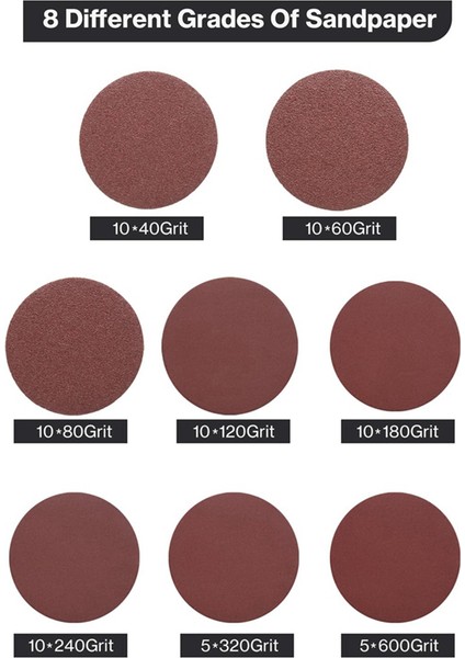 Inç Cırt Cırt Zımpara Diskleri, 70 Adet Zımpara Kağıdı Son Işlem Diski 40, 60, 80, 120, 180, 240, 320, 600 Kum 3/8 Inç Dişler (Yurt Dışından) fırsatları