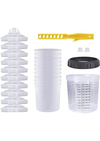 Otomotiv Boya Tabancası, Hvlp Boya Sprey Boya Tabancası Için Tek Kullanımlık Boya Püskürtme Karıştırma Kabı 20 Ons (600 Ml) Kiti (Yurt Dışından)