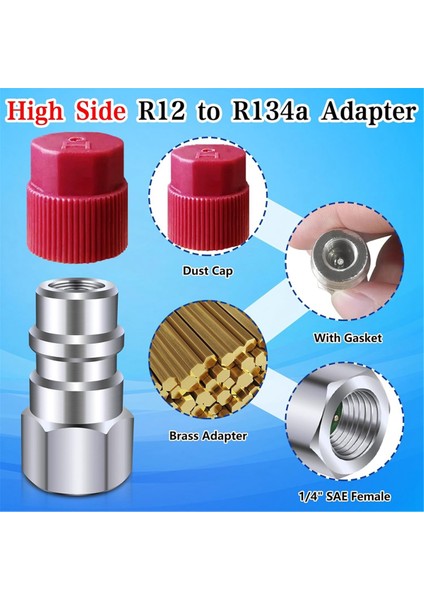R12'DEN R134A'YA Dönüşüm Kiti, Ac Yenileme Bağlantı Adaptörü Kiti, 1/4 Inç Dişi, Otomatik A/c Soğutma Sistemi Için (Yurt Dışından) fiyatları