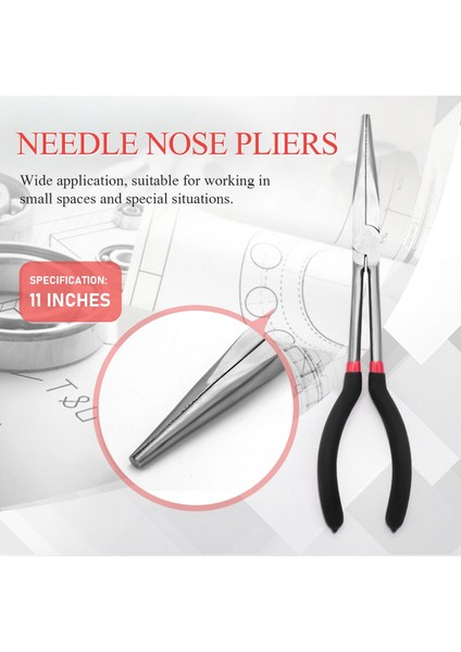 Iğne Burunlu Pense 11 Inç Süper Uzun Iğne Burunlu Pense Uzun Saplı Tamir Aleti 28 cm (Yurt Dışından) indirimleri