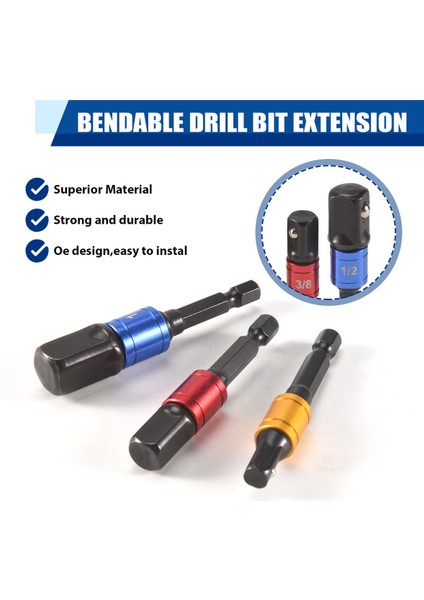 Esnek Matkap Uzatma Altıgen Şaftlı Matkap Somun Sürücü Bit Seti, Bükülebilir Matkap Ucu, Üniversal Soket Adaptör Seti (Yurt Dışından) indirimleri