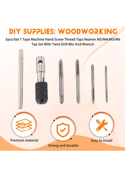 5 Adet/takım T Tipi Makine El Vida Diş Açma Kılavuzları M3/m4/m5/m6 Kılavuz Seti, Büküm Matkap Uçları ve Anahtar ile (Yurt Dışından) fırsatları
