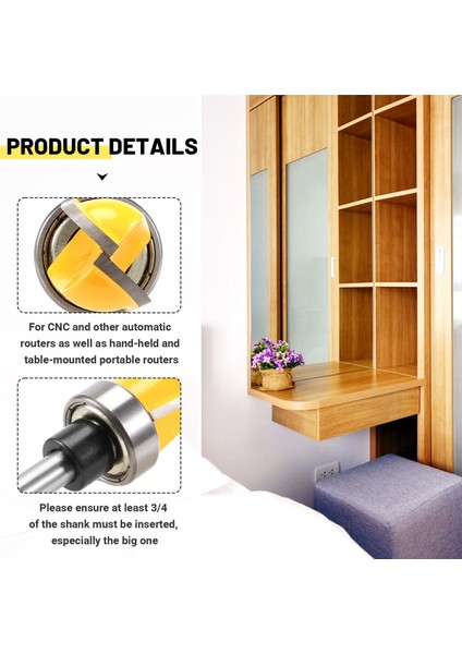 Adet 1/4 Inç Saplı Kase ve Tepsi Freze Ucu, Bilyalı Rulmanlı Kase ve Tepsi Şablon Freze Ucu Seti (Yurt Dışından) indirimleri