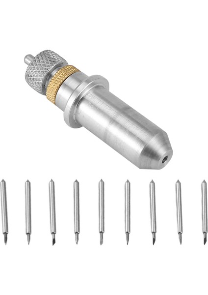 1 Adet Tungsten Çelik Oyma Kesme Plotter Bıçak Tutucu ve 9 Adet 30/45/60 Derece Vinil Kesici Bıçakları 23X2 mm (Yurt Dışından)