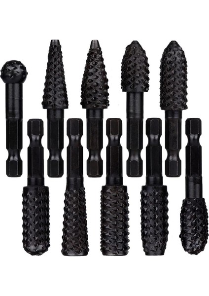 Ahşap Oymacılığı Için 10 Adet Döner Törpü Seti 1/4 Inç Altıgen Şaftlı Döner Frezeler (Yurt Dışından)