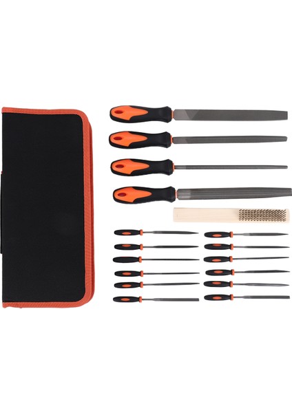 Taşıma Çantası, Hassas Düz/üç Köşeli/yarım Yuvarlak/yuvarlak Büyük Törpü ve 12 Adet Iğne Törpü, Yumuşak Kauçuk Sap, Şekillendirme Aleti ile 17 Parça (Yurt Dışından)