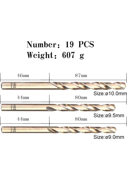 19 Parçalı Kobalt Matkap Ucu Seti 1,0-10 mm M35 Karbür Matkap Uçları %5 Kobalt Büküm Matkabı Hss Metrik Matkap Ucu Seti (Yurt Dışından) fırsatları