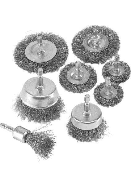 Parça Tel Fırça Tekerleği Bardak Fırça Seti 1/4 Inç Altıgen Şaftlı Kaba Kıvrımlı Karbon Çelik Tel Tekerlek Pas Temizleme Için (Yurt Dışından)