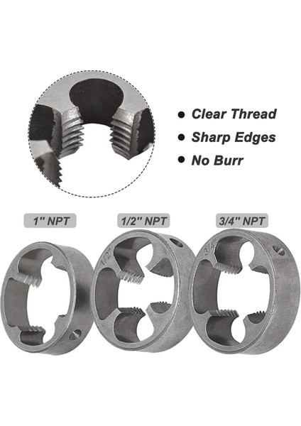 6 Adet Pvc Diş Açma Aleti Boru Diş Açma Sıhhi Tesisat Alet Seti 3 Kalıplı Yuvarlak Boru Kalıp Seti 1/2 Inç, 3/4 Inç ve 1 Inç Npt Kalıp Seti (Yurt Dışından) modelleri