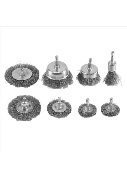 8 Parça Tel Fırça Tekerleği Bardak Fırça Seti 1/4 Inç Altıgen Şaft (Yurt Dışından) modelleri