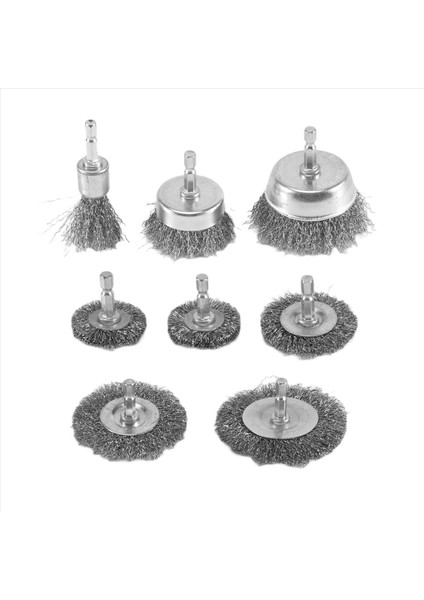 8 Parça Tel Fırça Tekerleği Bardak Fırça Seti 1/4 Inç Altıgen Şaft (Yurt Dışından) indirimleri