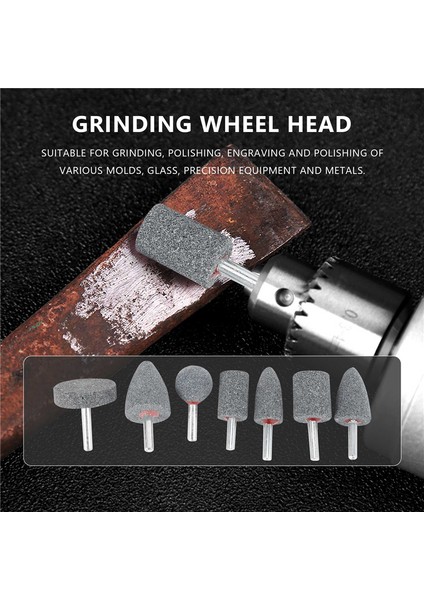 Aşındırıcı Taş Uçları Seti 1/4 Inç Şaftlı Taşlama Tekerleği Parlatma Başlığı Ucu 7 Parça Taşlama Taşı (Yurt Dışından)