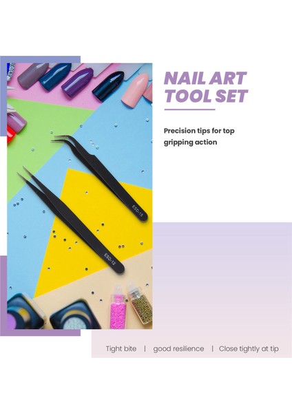 Tırnak Sanatı Yapay Elmaslar Kirpik Uzatma Düz ve Kavisli Cımbız Alet Seti - Siyah (Yurt Dışından) modelleri