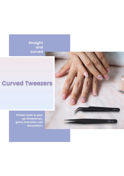 Tırnak Sanatı Yapay Elmaslar Kirpik Uzatma Düz ve Kavisli Cımbız Alet Seti - Siyah (Yurt Dışından) fırsatları