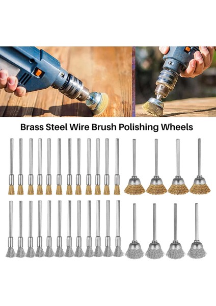 44 Parça Mini Tel Fırça Tekerleği Kupası Pirinç Çelik Tel Fırça Seti 1/8 Inç (3 Mm) Şaft Güçlü Dremel Döner Aletleri Parlatma ve Cilalama Aletleri Için (Yurt Dışından) fırsatları