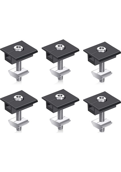 6'lı Paket Merkez Kelepçesi 30 mm Siyah T Şeklinde Merkez Kelepçesi Fotovoltaik Ayarlanabilir Güneş Paneli Merkez Kelepçesi Güneş Paneli Için (Yurt Dışından)
