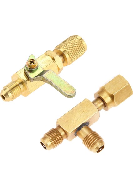 Klima Küresel Vanası 1/4 Inç Sae Adaptörü ve 1/4 Inç Vana Çekirdek Hızlı Bağlantı Elemanı Erişim T Parçası, R134A Soğutucu Akışkanı Için (Yurt Dışından)