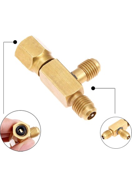 Klima Küresel Vanası 1/4 Inç Sae Adaptörü ve 1/4 Inç Vana Çekirdek Hızlı Bağlantı Elemanı Erişim T Parçası, R134A Soğutucu Akışkanı Için (Yurt Dışından) modelleri