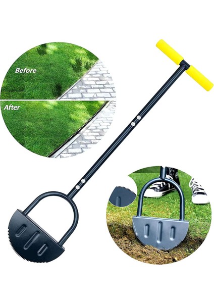 Testere Dişli Çim Kenar Kesme Aleti, T Saplı Yarım Ay Çim Kenar Kesme Aleti, Uzun Saplı Kaldırım Çimi Basamaklı Kenar Kesme Aleti, 38 Inç Siyah Sarı (Yurt Dışından) fiyatları