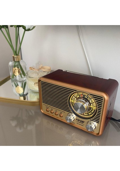 Gold Retro & Vintage Nostaljik Radyo Bluetootlu Fenerli Mini Kibar Fm Radyo Şık Ve Tarz Bir Arada - Videolu Ürün