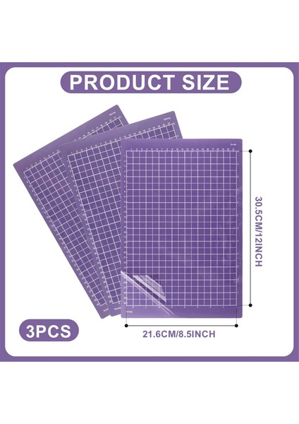 8,5X12 Inç Kesme Matı (Güçlü Tutuş), 3 Adet Yapışkanlı Kesme Matı Yeniden Kullanılabilir Güçlü Tutuşlu Makine Matı Yedeği (Mor) (Yurt Dışından) fiyatları