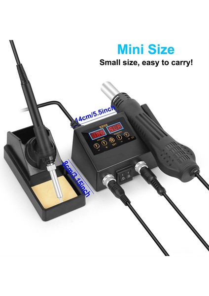 8898 Sıcak Hava Lehim Sökme Istasyonu 750W Çift Dijital Ekranlı 2'si 1 Arada Sıcaklık Kontrollü Lehimleme Istasyonu Ab Fişi (Yurt Dışından) indirimleri