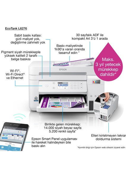 Ecotank L6376 A4 Çok Fonk. Yazıcı