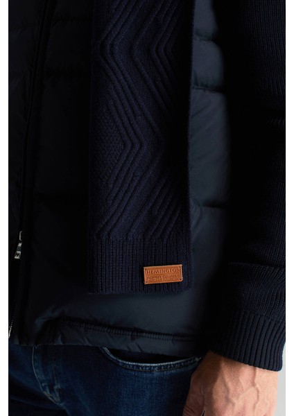 Merino Yün Kaşmir Karışım Desenli Lacivert Atkı modelleri