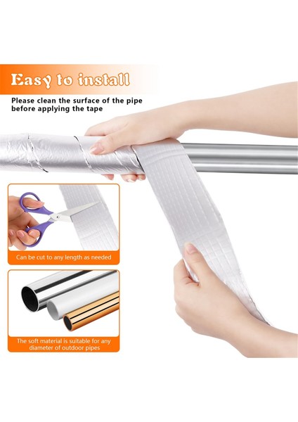 Boru Yalıtım Bandı 5 cm Genişliğinde x 9,5 M Açık Hava Köpük ve Folyo Boru Yalıtım Bandı Kendinden Yapışkanlı (2 Rulo) (Yurt Dışından) fırsatları