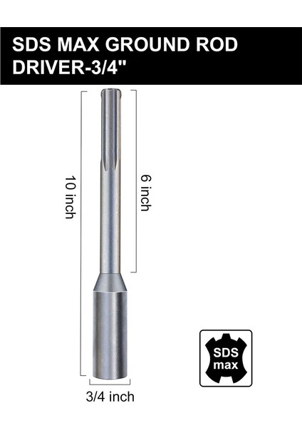 Tüm Sds Max Çekiçler ve Darbeli Matkaplar Için Mükemmel Toprak Çubuklarını Sürmek Için Toprak Çubuk Sürücüsü (3/4 Inç Toprak Çubuk Sürücüsü) (Yurt Dışından) indirimleri