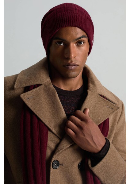 Saf Kaşmir Örgü Desenli Bordo Bere modelleri