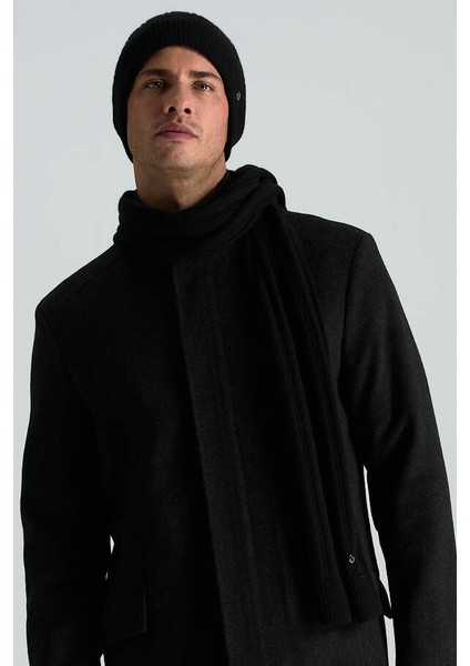 Saf Kaşmir Örgü Desenli Siyah Atkı fiyatları