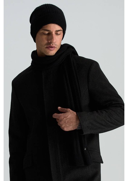 Saf Kaşmir Örgü Desenli Siyah Atkı modelleri