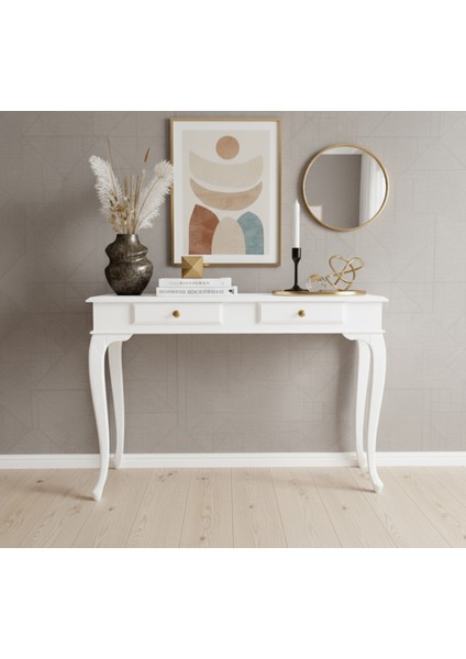 120 cm Masif Lükens Beyaz Çalışma Masası