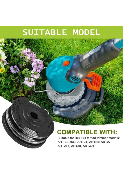 4 Adet 1,65 mm 6,1 M F016800351 Bosch Art 24 27 30 30-36 Lı Çim Biçme Makinesi Için Yedek Makara Misinası (Yurt Dışından)