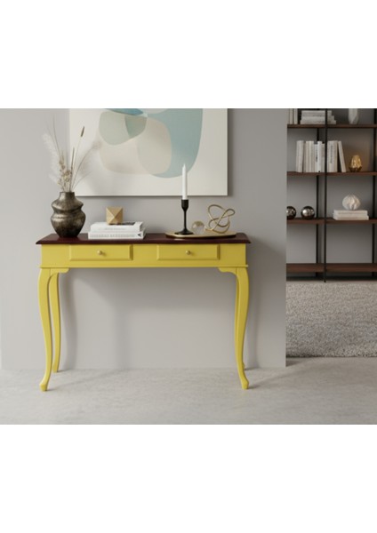 110 cm Masif Lükens Sarı Ceviz Çalışma Masası