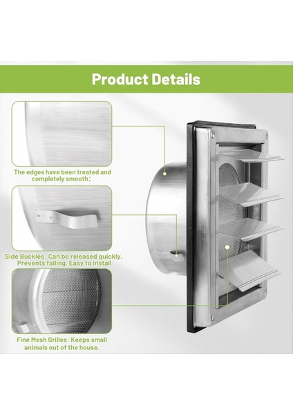 Havalandırma Izgarası 150 mm Paslanmaz Çelik Hava Menfezi Kapağı (Yurt Dışından) fırsatları