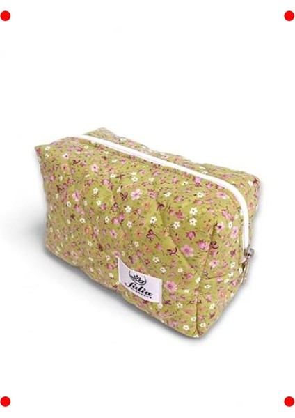 Kapitone Seyahat Makyaj Çantası - Yeşil